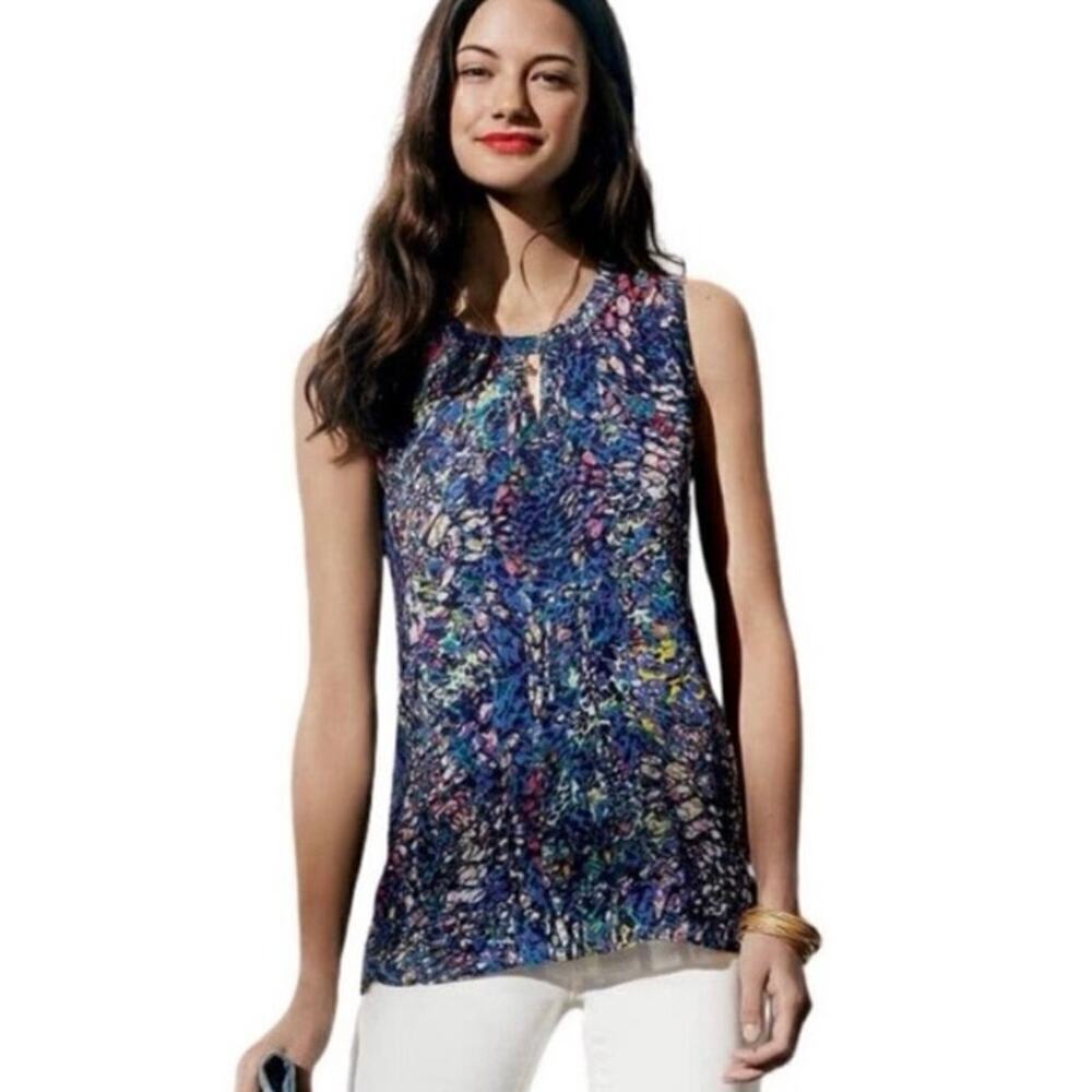 CAbi 3093 Stained Glass Keyhole Sleeveless Top Size S